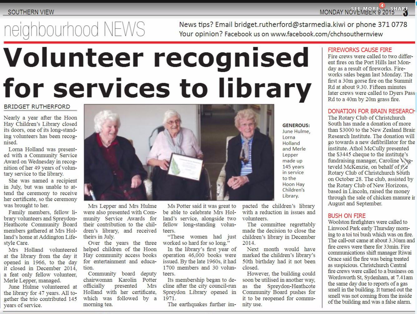 Hoon Hay Library Volunteers Souther View 2015.jpg